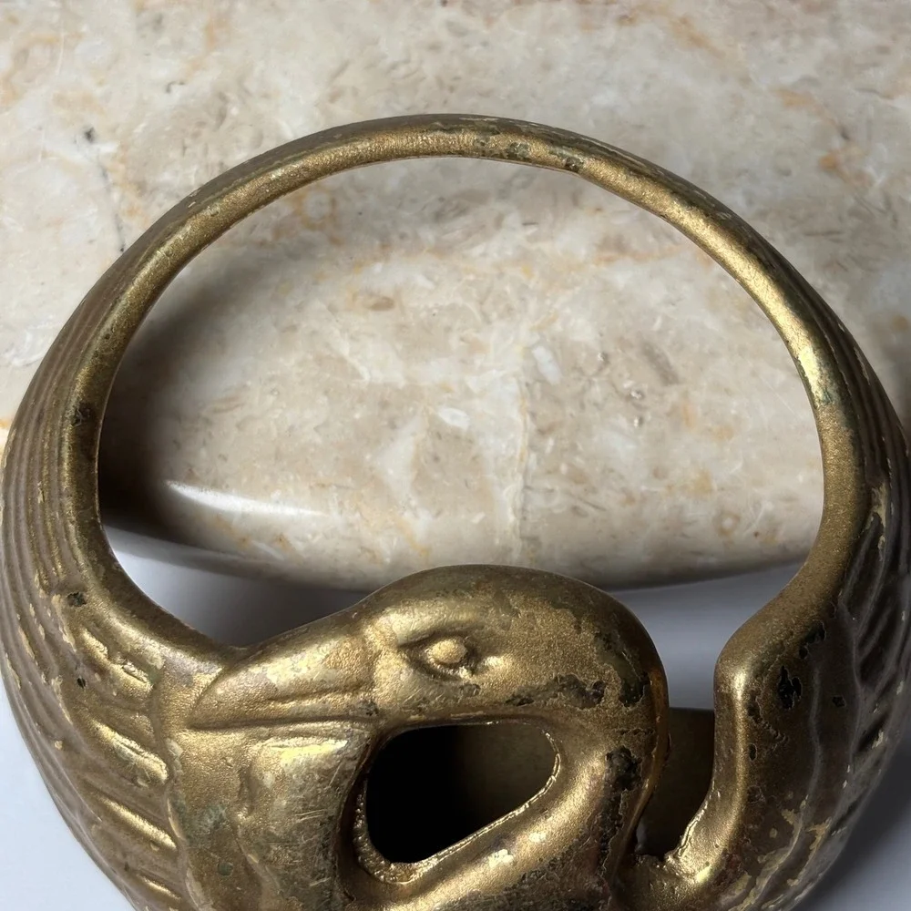 Brass Swan Wall Hook OS Gold Vintage Hollywood Regency Bird Decor